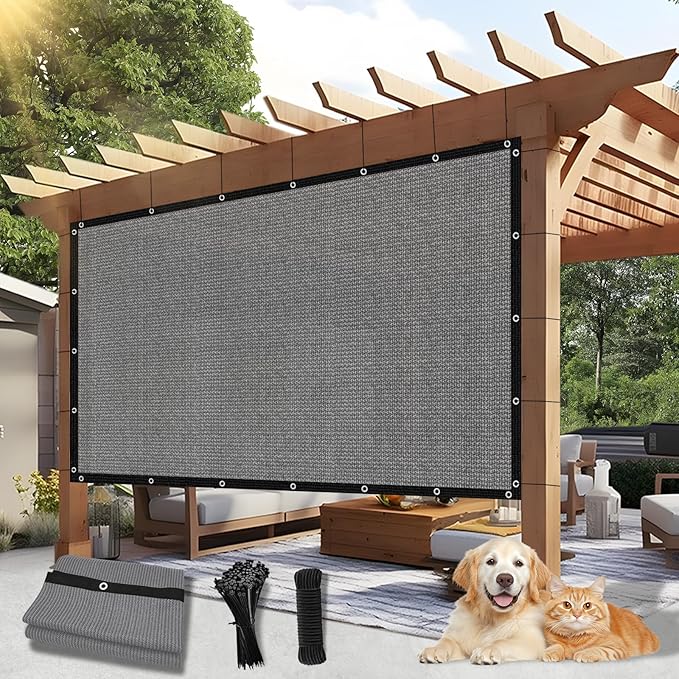 Outdoor 90% Sun Shade Cloth with Grommets, 16 X 23 FT Pergola Shade Cover for Garden Patio Carport Kennel Swimming Pool, Light Grey (We Make Custom Size)
