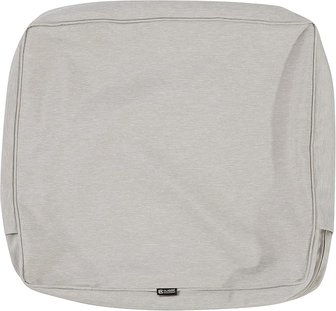 Classic Accessories Montlake Water-Resistant 21 x 20 x 4 Inch Patio Lounge Back Cushion, Heather Grey, Outdoor Loveseat Cushions