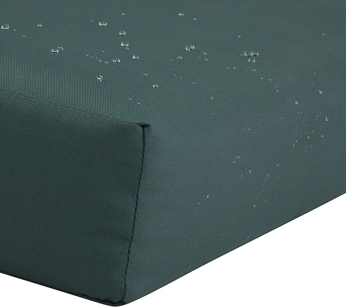 Classic Accessories Ravenna Water-Resistant 23 x 23 x 5 Inch Square Patio Seat Cushion Slip Cover & Foam, Mallard Green, Lounge Chair Cushion