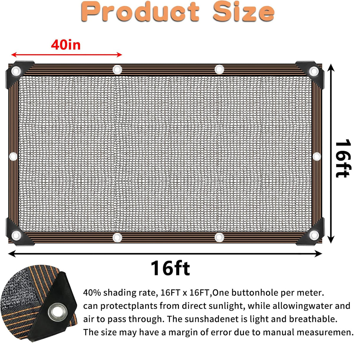 Shade Cloth for Plants Greenhouse, 40-50% Sunblock Shade Sails -for Outdoor Garden Pergola Patio Lawn Plant Sun Shade Cloths for Kennel Chicken Coop Easier to Hang Shade Net Cover