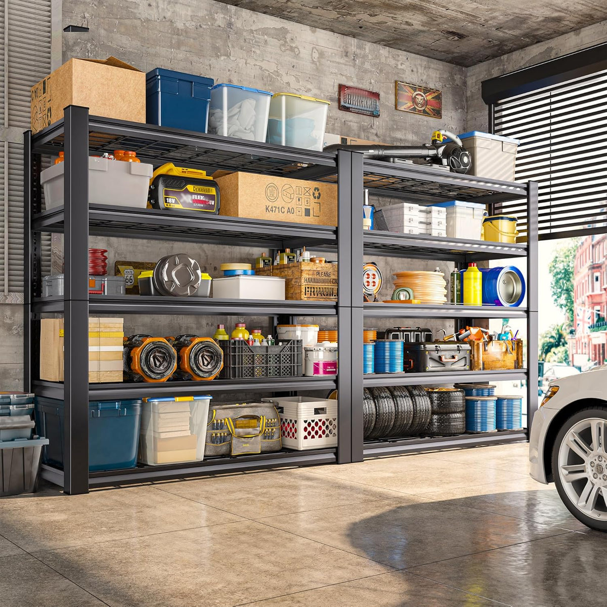 REIBII 3010LBS Storage Shelves 72" H Garage Shelving Heavy Duty Metal Shelving 5 Tier Adjustable Metal Shelves for Storage for Kitchen Pantry Warehouse Basement 72" H x 35.5" W x 16" D, 4 Pack