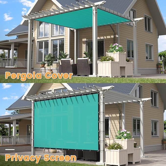 VICLLAX Shade Fabric Sun Shade Cloth with Every 2 FT Grommets for Patio Garden Pergola Cover Canopy 18x21 FT, Turquoise