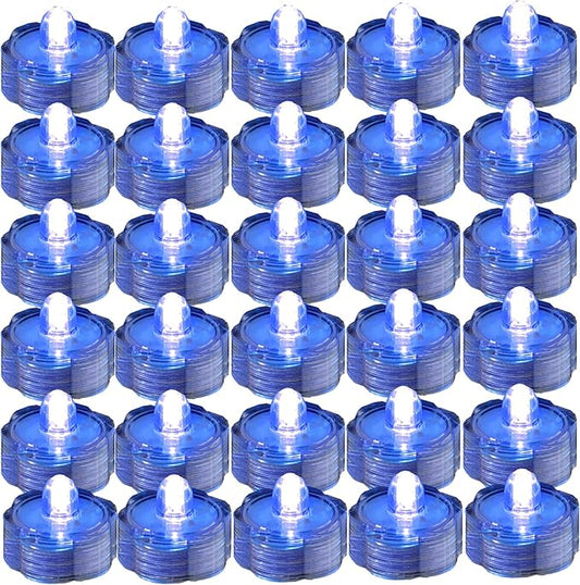 Bright LED Floral Tea Light Vase Submersible Lights for Party Wedding (Blue, 30 Pack)