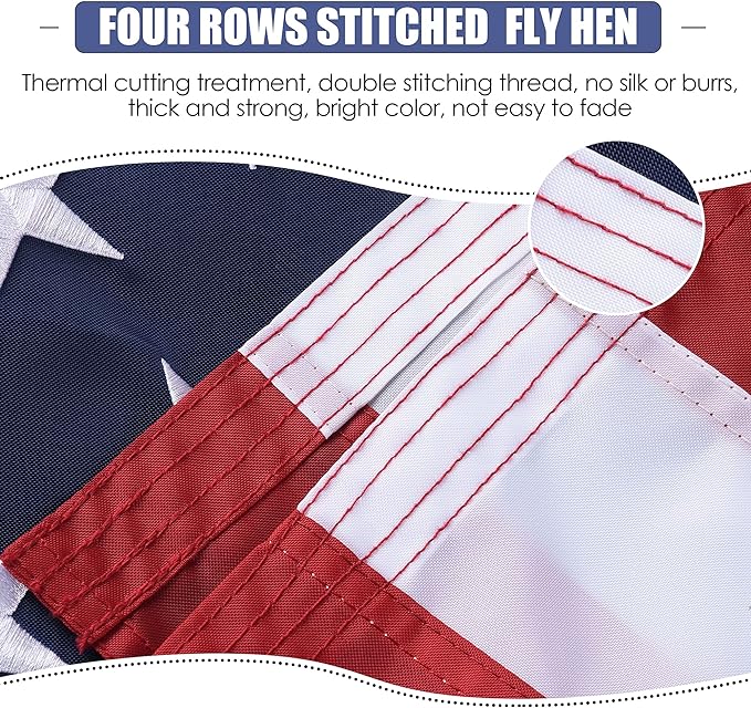 American Flag 12x18 Outside, US Flags for Outdoor Indoor, Heavy Duty Durable, Deluxe Embroidered Stars, Brass Grommets, Sewn Stripes, Vivid Color, Fade Resistant and waterproof