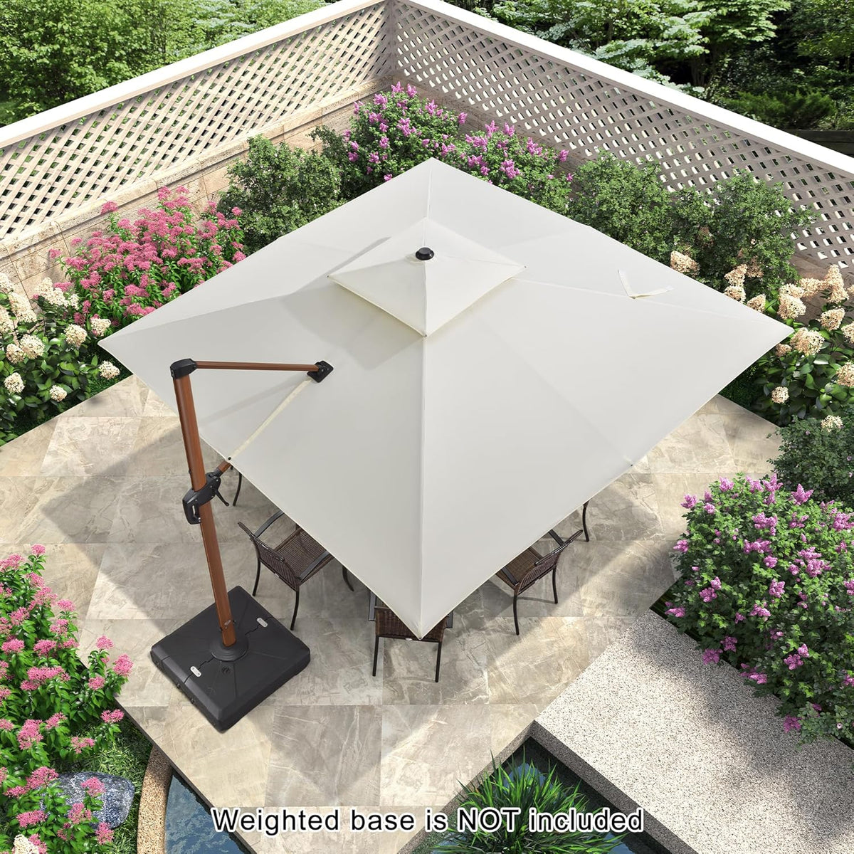 PURPLE LEAF 11ft Patio Umbrella Outdoor Square Umbrella Large Cantilever Umbrellas Windproof Offset Umbrellas Heavy Duty Sun Umbrella for Garden Deck Pool Patio, Cream