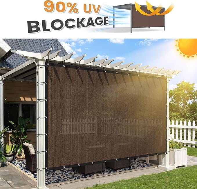 VICLLAX Shade Fabric Sun Shade Cloth with Every 2 FT Grommets for Patio Garden Pergola Cover Canopy 5x14 FT, Mocha