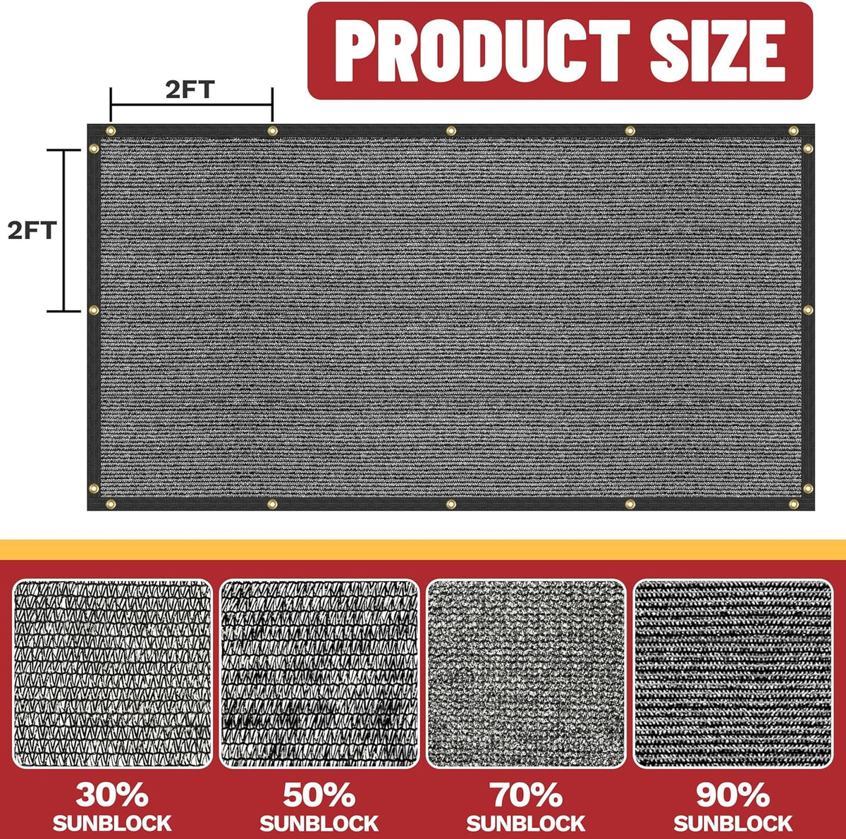 ShadeMart 50% Shade Cloth for Plant, Black 2FT x 44FT Custom Size Outdoor Shade Tarp, Shade Cover with Upgrade Grommets and Zip Ties, Netting Sunblock Net for Vegetables Flower Garden Greenhouse