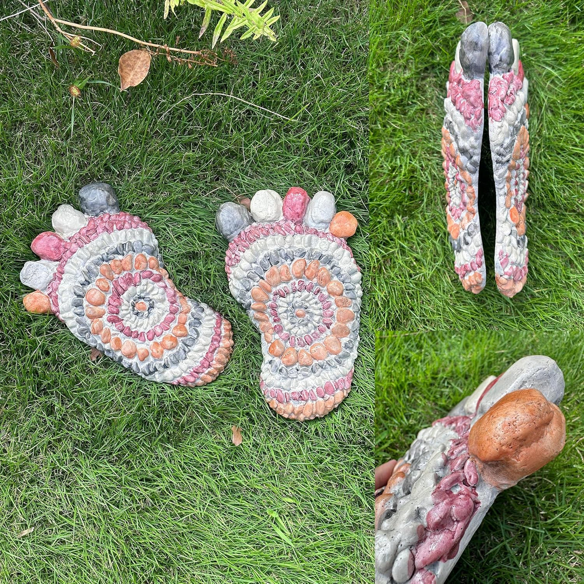 Garden Stepping Stones - Decorative Garden Stones for Patio, Deck, Garden or Sidewalk Faux Cobblestone Stepping Stones (Set of 2#A