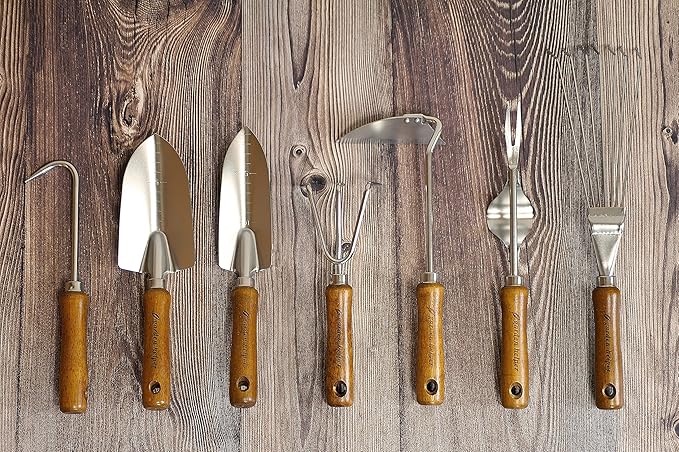 Hand Cultivator Garden Tool Heavy Duty Japanese Steel with Wood Handle, Manual Small Hand Rake Soil Tiller for Weeding, Digging, Cultivating, 3 Claws, Made in Japan, Silver