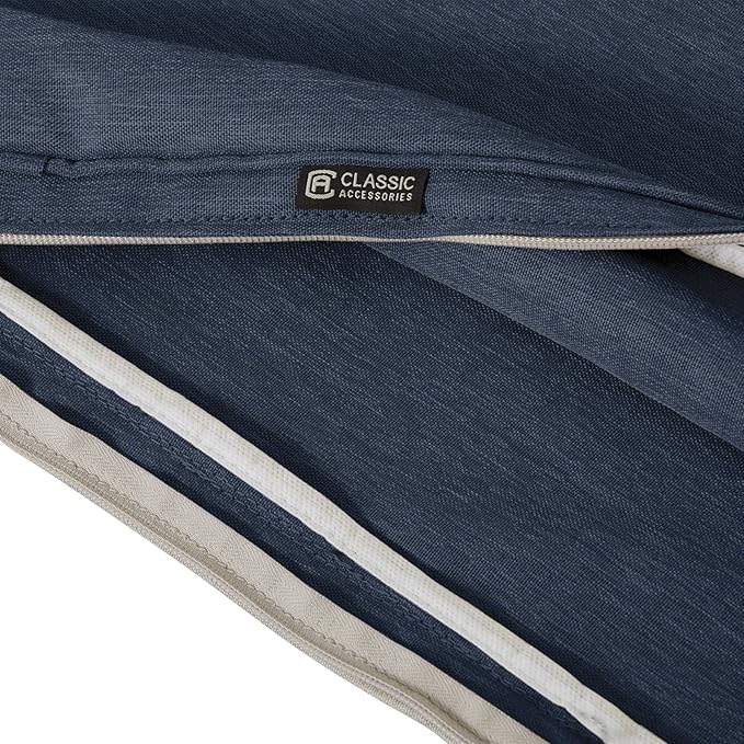 Classic Accessories Montlake Water-Resistant 25 x 22 x 4 Inch Patio Lounge Back Cushion, Heather Indigo Blue, Outdoor Loveseat Cushions