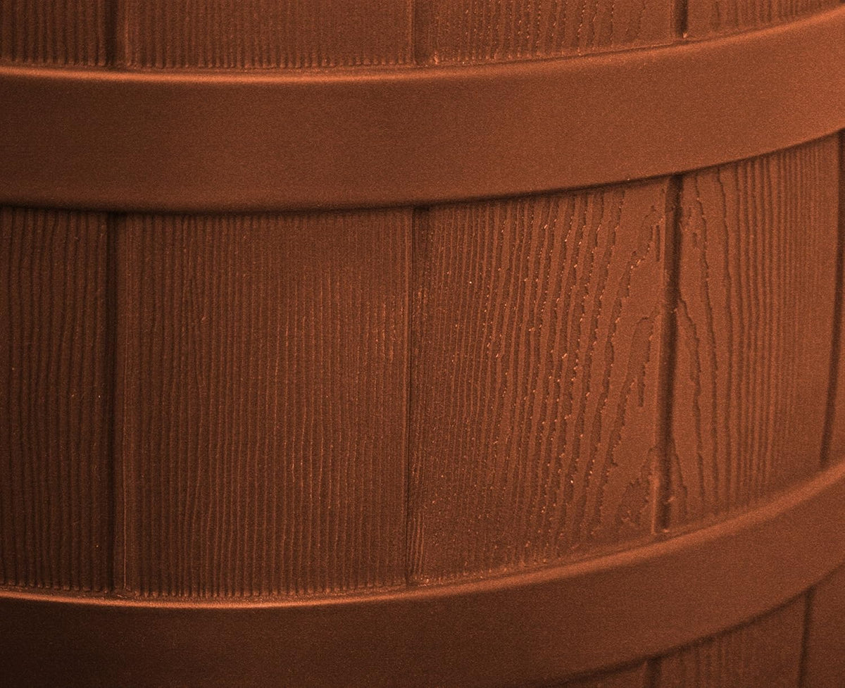Good Ideas Rain Wizard 50 Gallon Plastic Rain Barrel for Outdoor Rainwater Collection and Storage Features a Metal Spigot and Flat Back Design, Terra Cotta