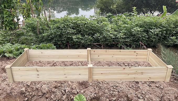 BTExpert 8ft x 2ft Horticulture Raised Garden Beds Elevated Planting Divisible Large Wooden Planter Box Kit Stand for Vegetable Herbs Flower Backyard Patio Balcony Bed Liner Outdoor Clear Natural Wood