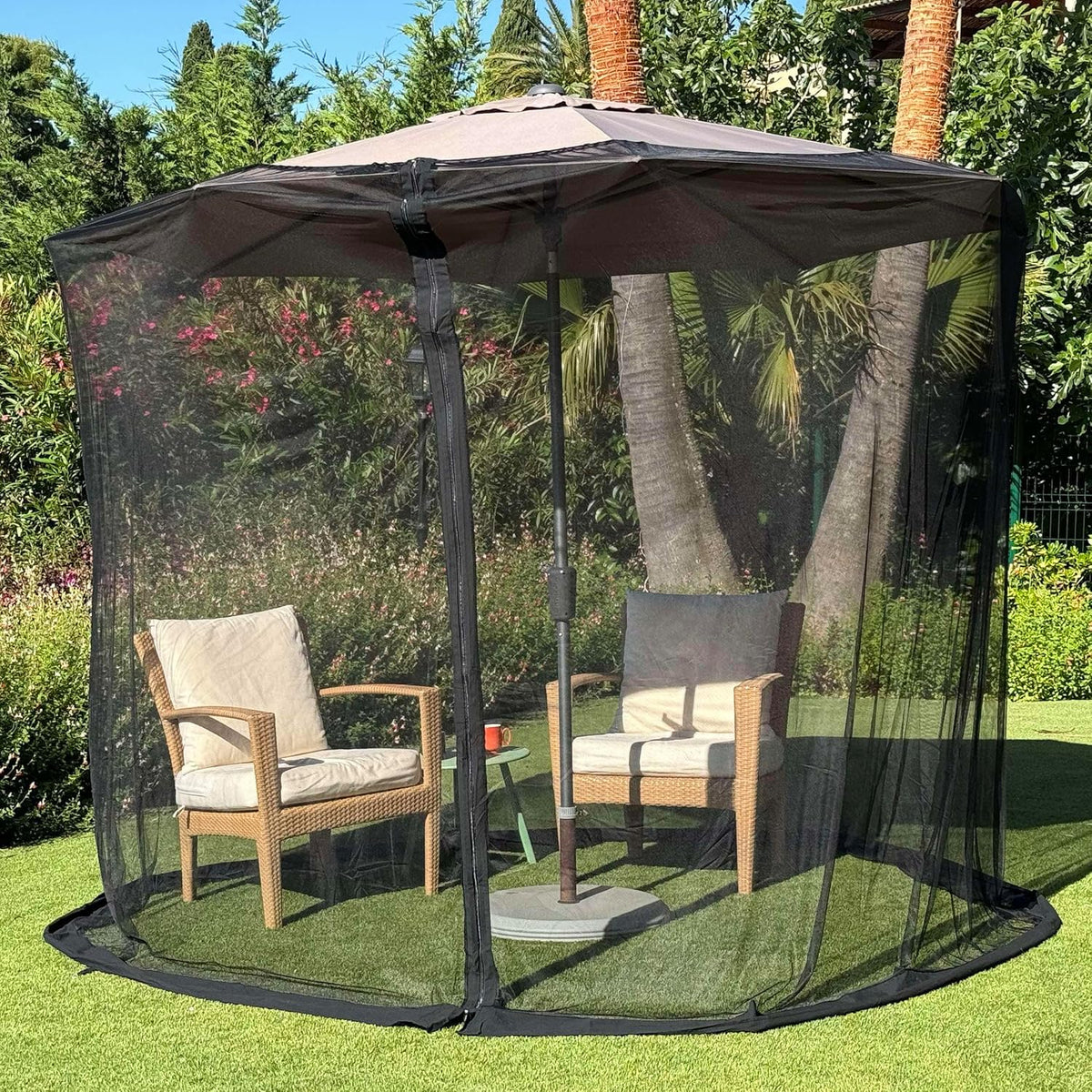 Mosquito Net for Umbrella 9.2 FT | Large Sizes & Fabric Designed for Outdoors | Insect House Screen Netting for Patio, Porch & Garden Terrace | Outside Canopy Bug & Fly Protection Enclosure