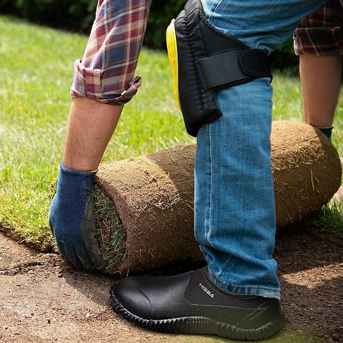 HISEA Unisex Waterproof Garden Shoes, Men's Rubber Rain Boots Women's Ankle Rain Shoes Neoprene Camp Booties Outdoor Slip-On Footwear for Gardening, Farming, Camping, Car Wash, Lawn Care and Yard Work