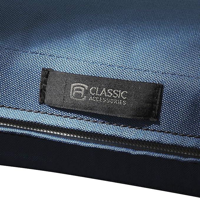 Classic Accessories Ravenna Water-Resistant 21 x 19 x 5 Inch Patio Seat Cushion, Empire Blue, Patio Loveseat Cushion